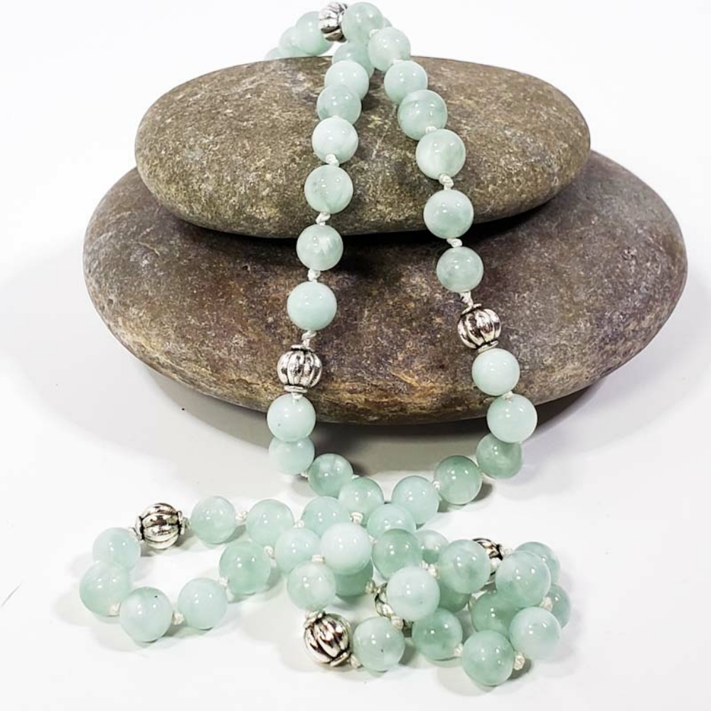 Green Moonstone Hand-Knotted Necklace